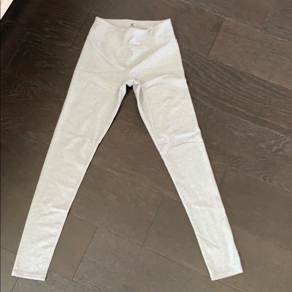 Grey white striped leggings